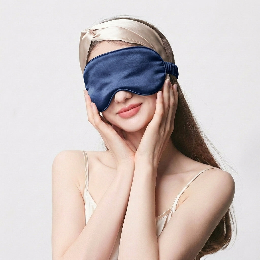 22 Momme 100% Mulberry Silk Sleep Mask Navy Blue